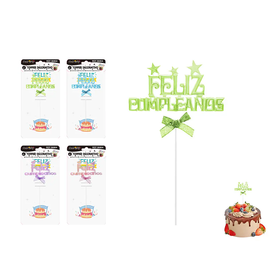 Toppers para pastel Feliz Cumpleaños Color Aleatorio 1
