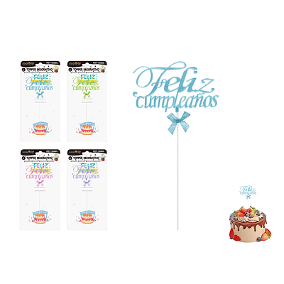 Toppers para pastel Feliz Cumpleaños Color Aleatorio 