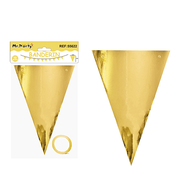 Guirnaldas banderín triángulo dorado claro brillante 14*20cm 7pcs