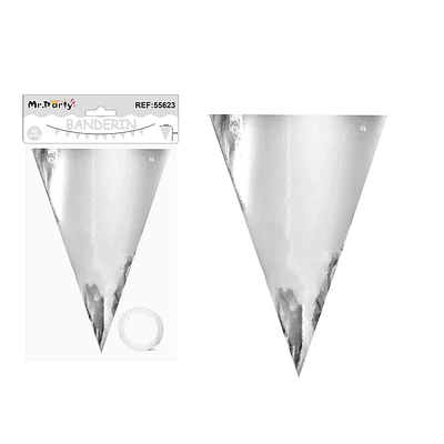 Guirnaldas banderín triángulo plateado brillante 14*20cm 7pcs