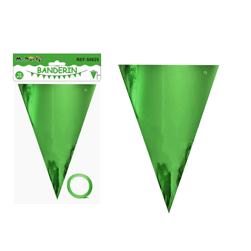 Guirnaldas banderín triángulo verde oscuro brillante 10M
