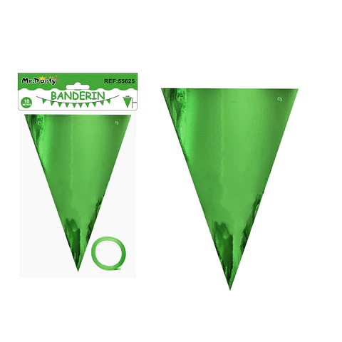 Guirnaldas banderín triángulo verde oscuro brillante 14*20cm 7pcs