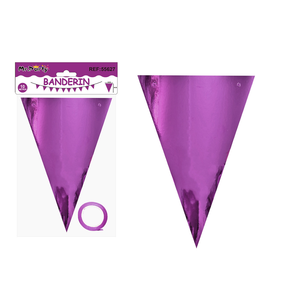 Guirnaldas banderín triángulo morado brillante 10M