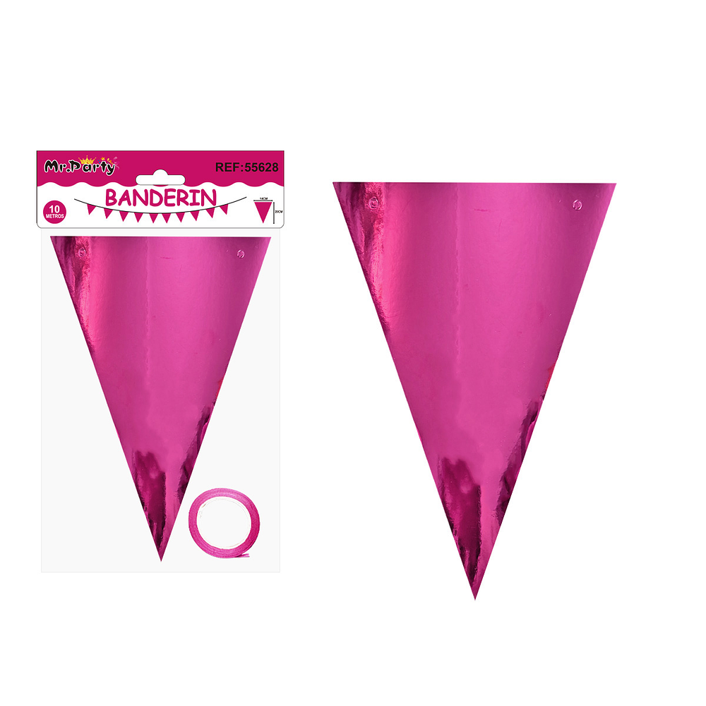 Guirnaldas banderín triángulo rosa fucsia brillante 10M