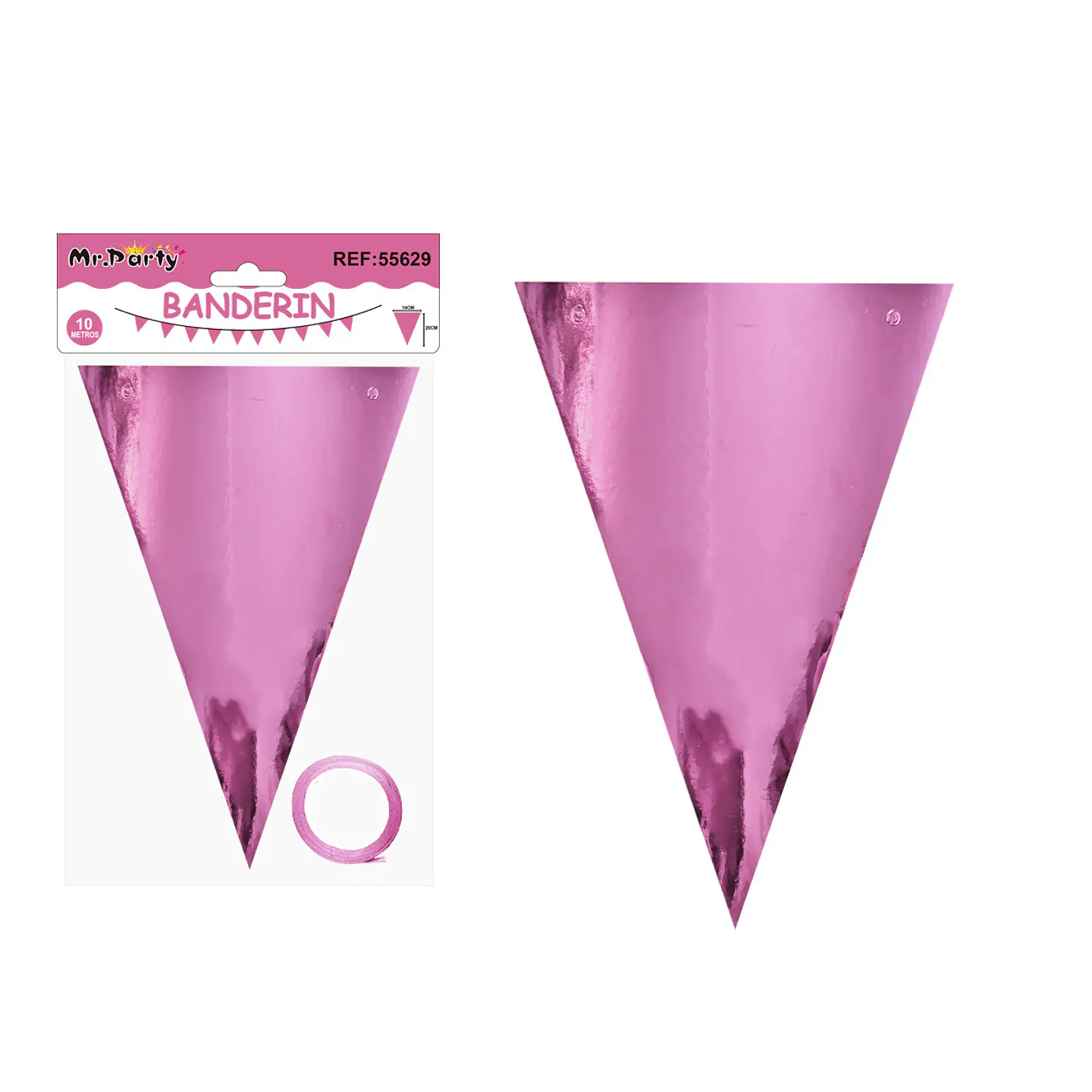 Guirnaldas banderín triángulo rosa claro brillante 14*20cm 7pcs 1