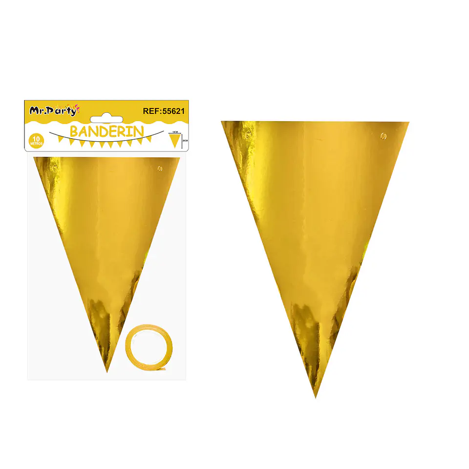 Guirnaldas banderín triángulo dorado brillante 14*20cm 7pcs 1