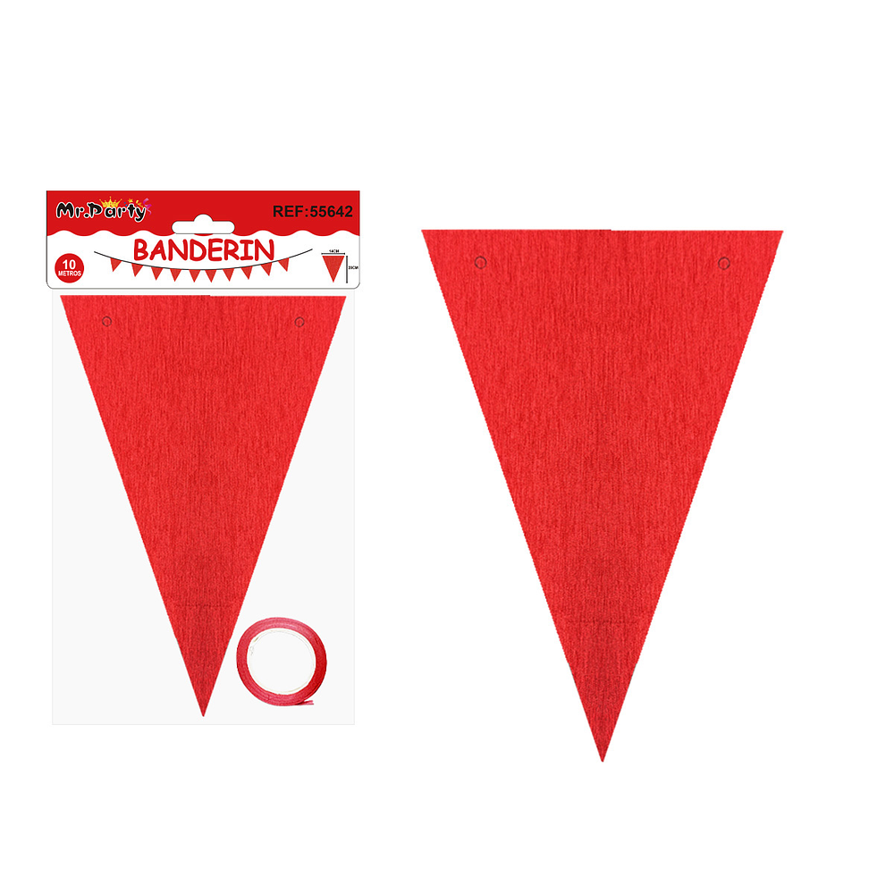 Guirnaldas banderín triángulo rojo 10M