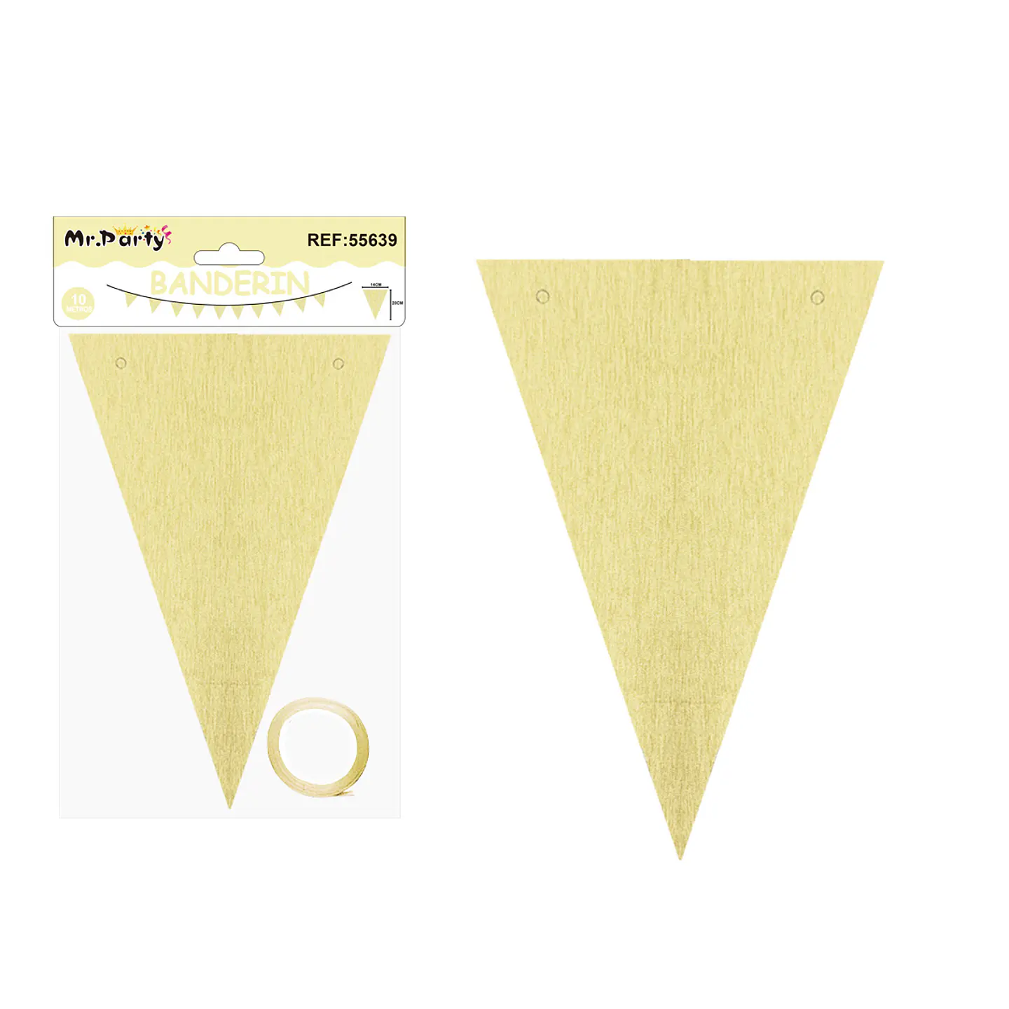 Guirnaldas banderín triángulo dorado claro 14*20cm 7pcs 1