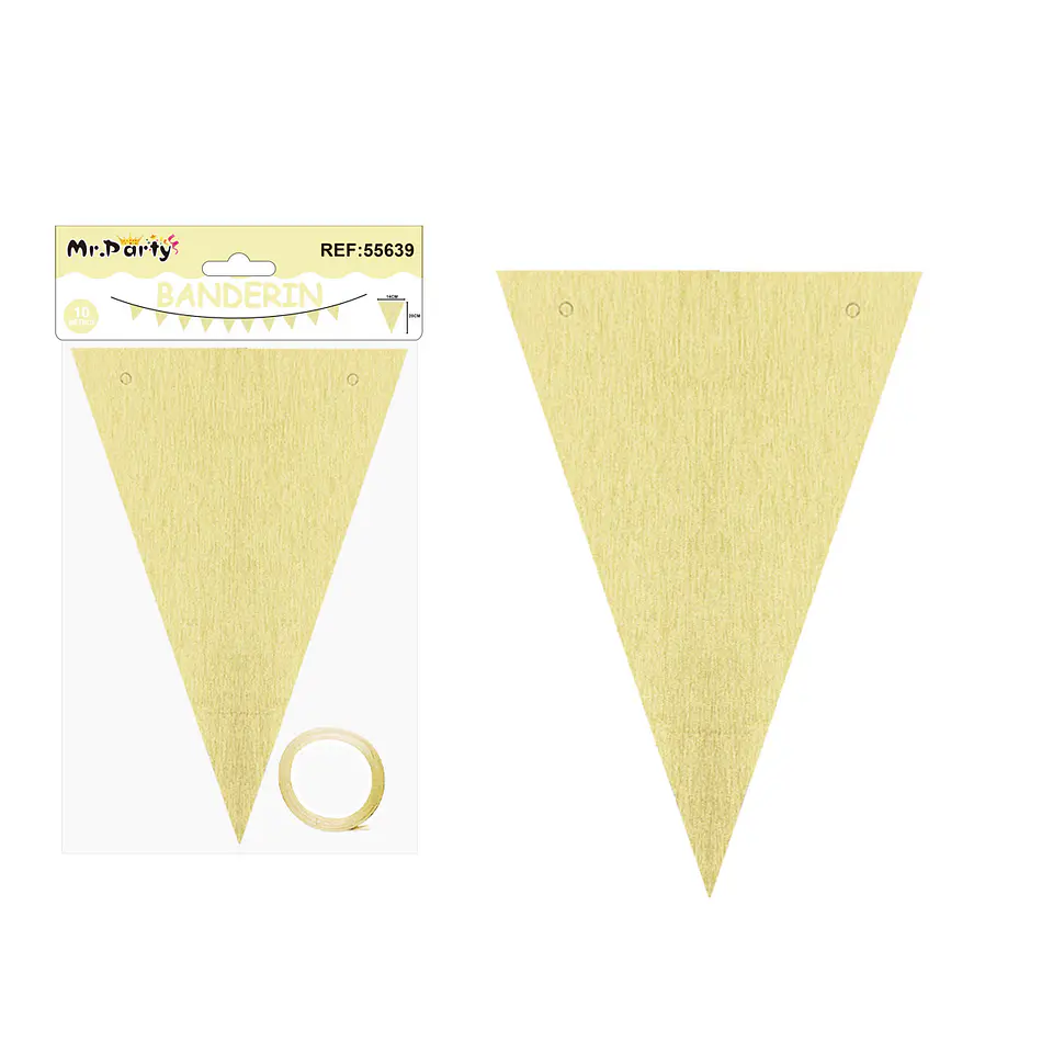 Guirnaldas banderín triángulo dorado claro 14*20cm 7pcs 1