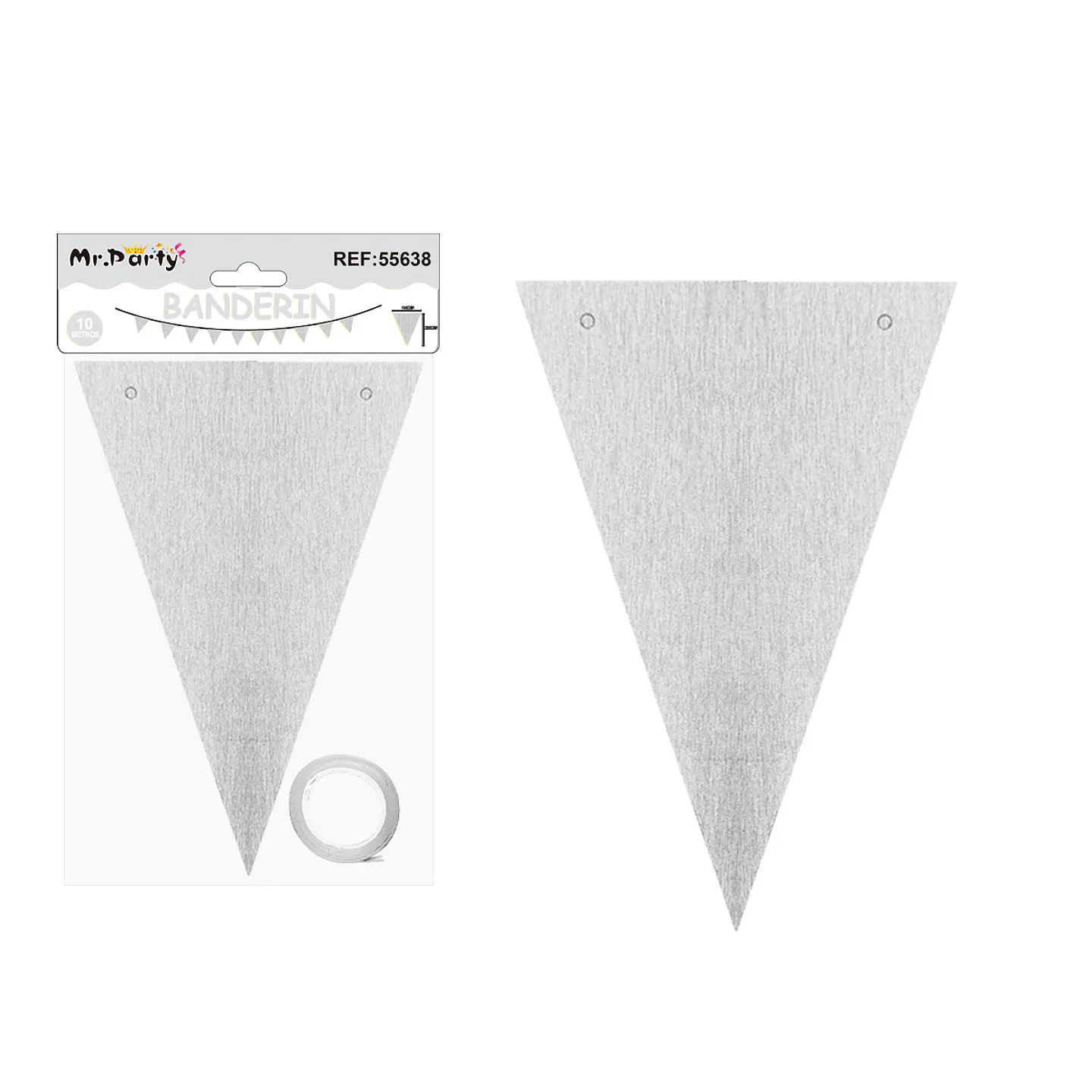 Guirnaldas banderín triángulo plateado 14*20cm 7pcs 1