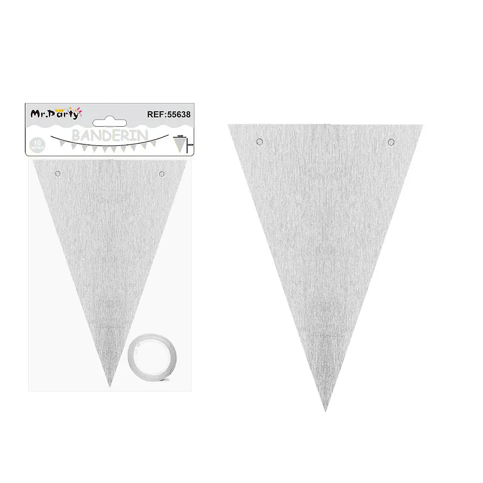 Guirnaldas banderín triángulo plateado 14*20cm 7pcs 1