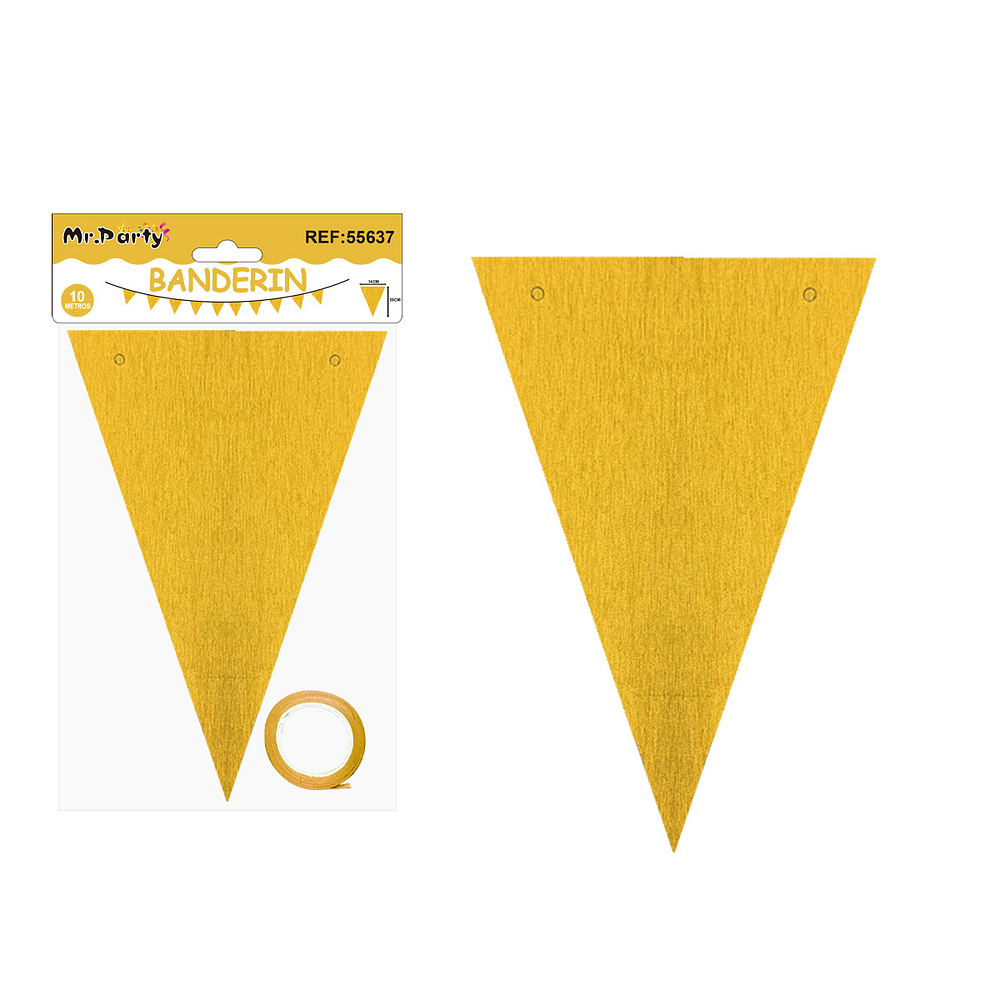 Guirnaldas banderín triángulo dorado 10M