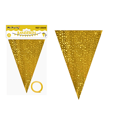 Guirnaldas banderín triángulo dorado estrellas y luna 14*20cm 7pcs