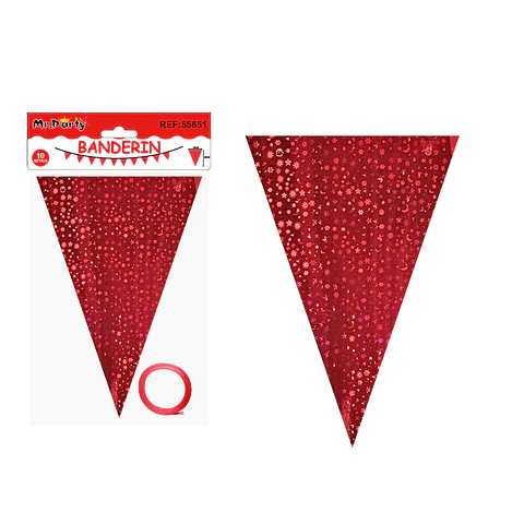 Guirnaldas banderín triángulo rojo estrellas y luna 14*20cm 7pcs