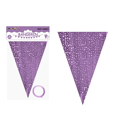 Guirnaldas banderín triángulo lila estrellas y luna 14*20cm 7pcs