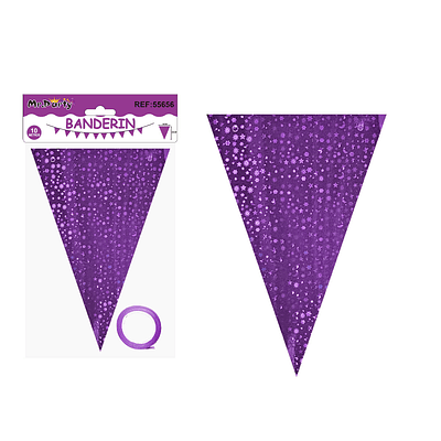 Guirnaldas banderín triángulo morado estrellas y luna 14*20cm 7pcs