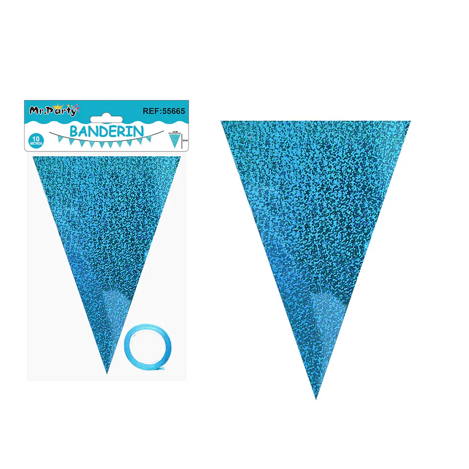 Guirnaldas banderín triángulo láser azul claro 14*20cm 7pcs 1