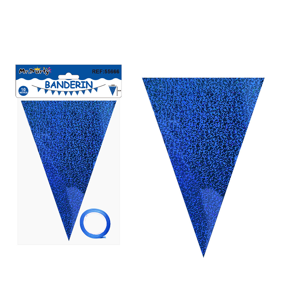 Guirnaldas banderín triángulo láser azul oscuro 10M