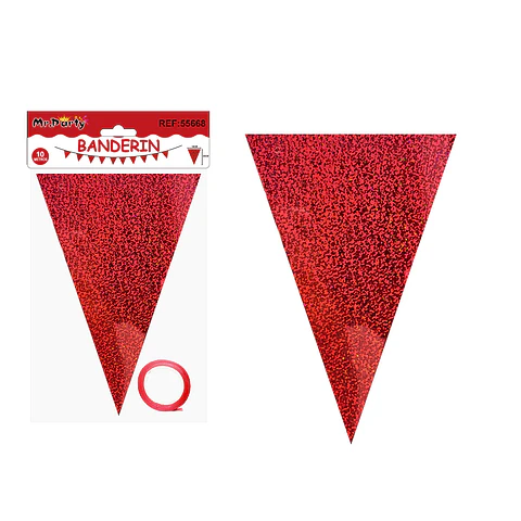 Guirnaldas banderín triángulo láser rojo 14*20cm 7pcs