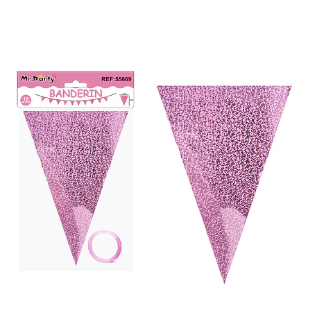 Guirnaldas banderín triángulo láser rosa 14*20cm 7pcs