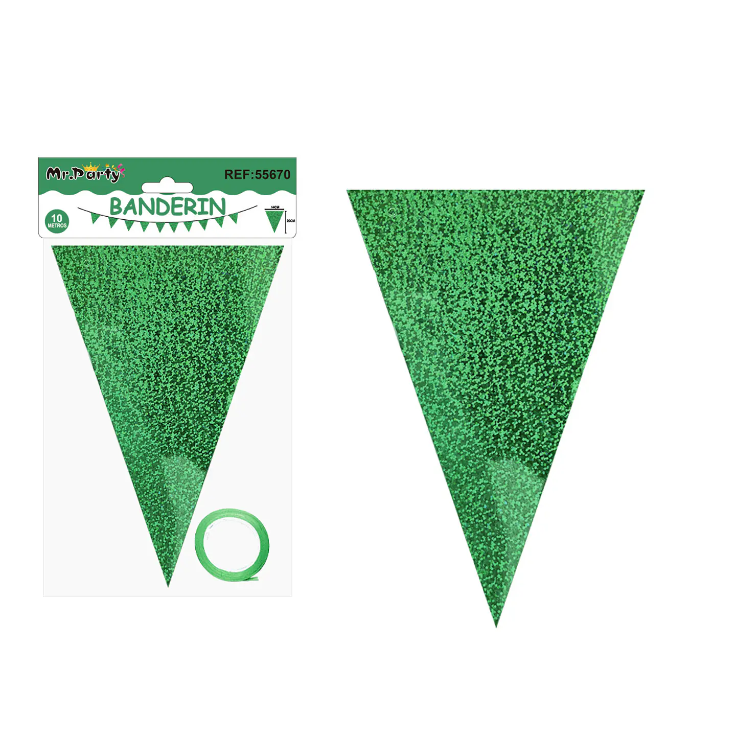 Guirnaldas banderín triángulo láser verde 14*20cm 7pcs 1