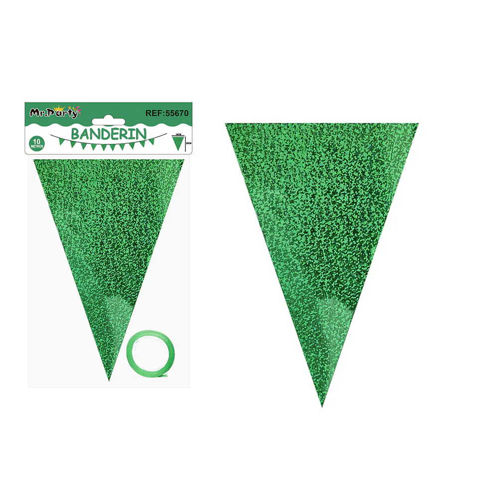 Guirnaldas banderín triángulo láser verde 14*20cm 7pcs 1