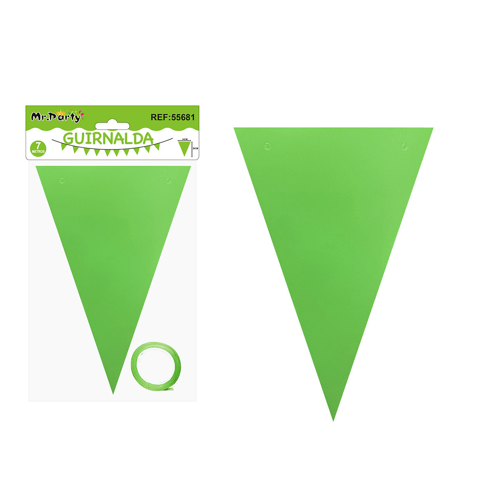 Guirnaldas banderín triángulo verde fluorescente 7M