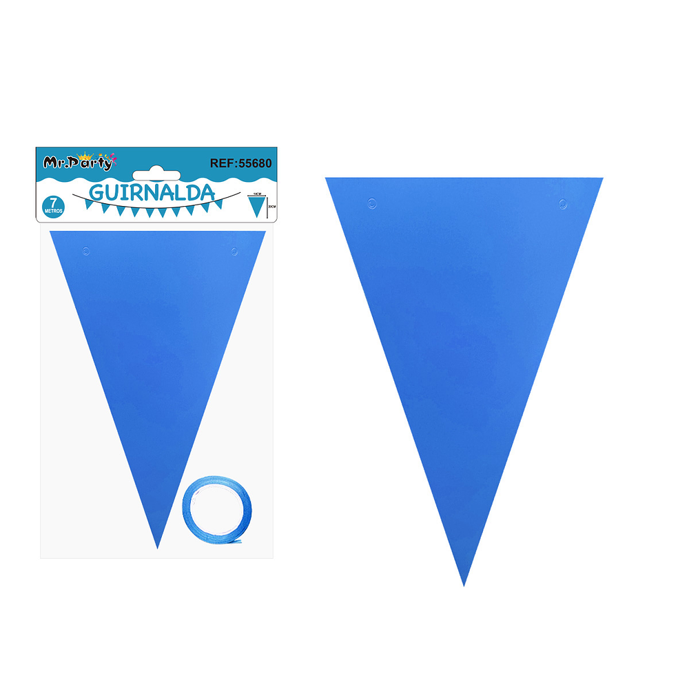 Guirnaldas banderín triángulo azul fluorescente 7M