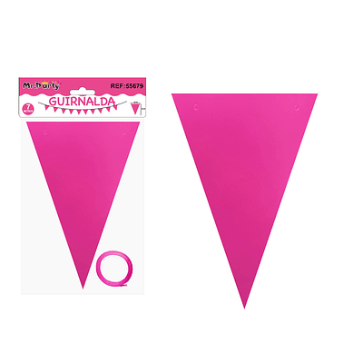 Guirnaldas banderín triángulo fucsia fluorescente 14*20cm 7pcs