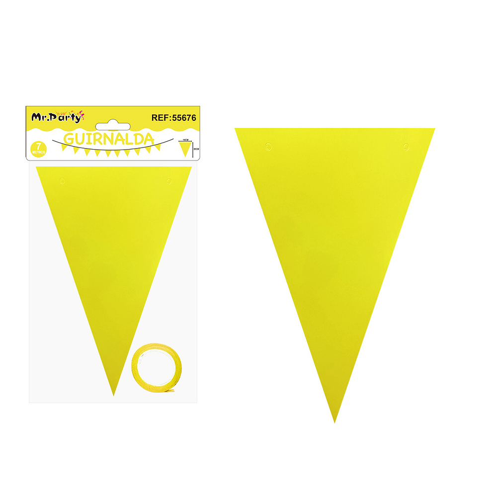Guirnaldas banderín triángulo amarillo fluorescente 7M