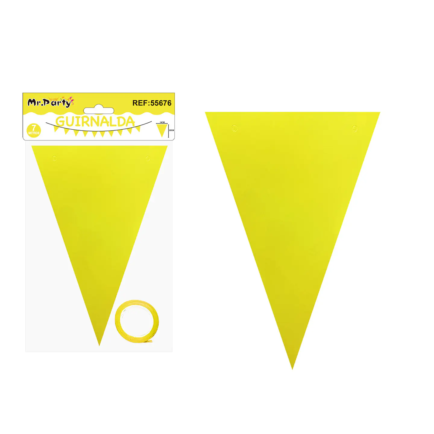 Guirnaldas banderín triángulo amarillo fluorescente 14*20cm 7pcs 1