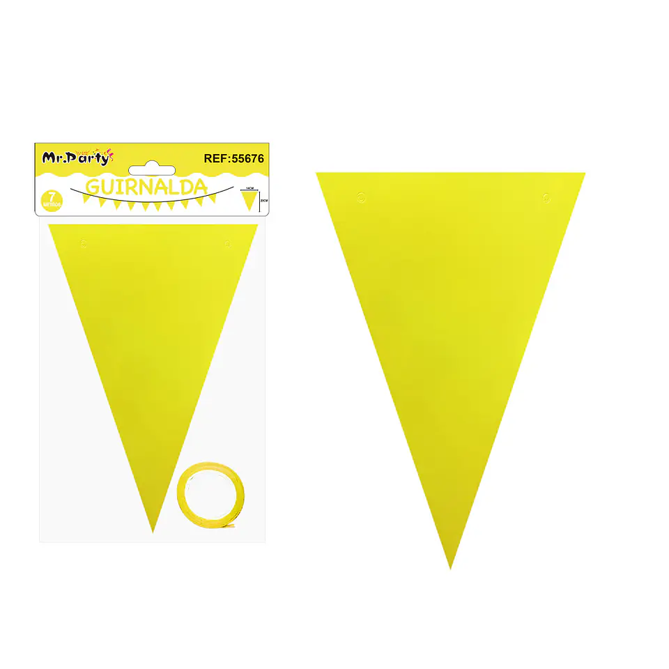 Guirnaldas banderín triángulo amarillo fluorescente 14*20cm 7pcs 1