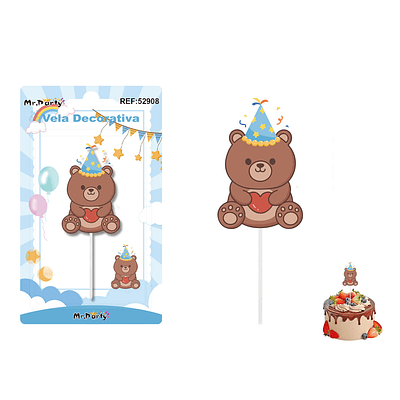 Vela decorativa diseño osito 4.2*6.5cm