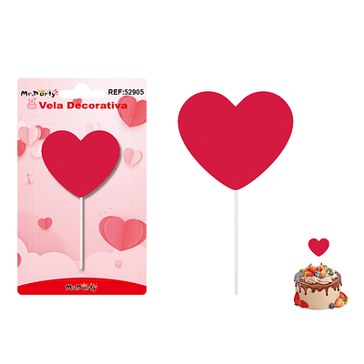 Vela decorativa diseño corazón rojo 6.5*5.6cm