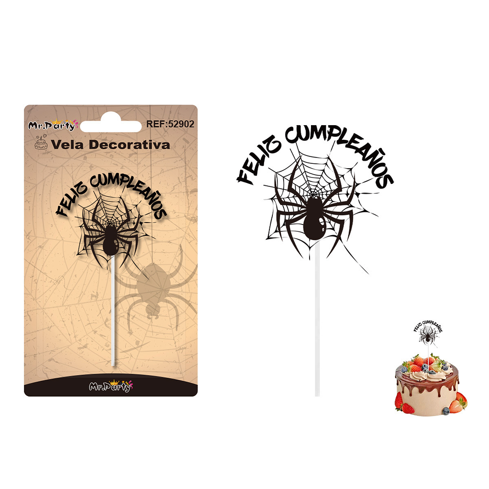 Vela decorativa diseño araña negra 6.3*6.4cm