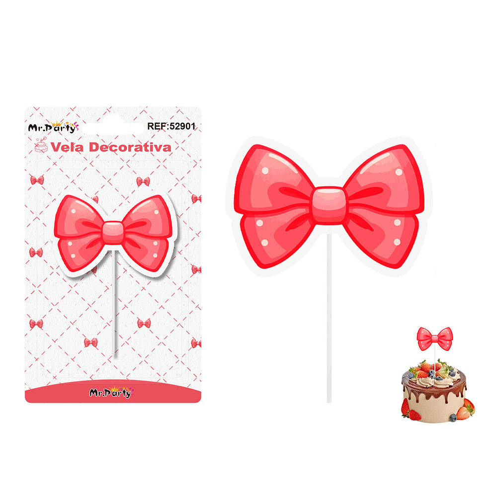 Vela decorativa diseño lazo rojo 6*3.9cm