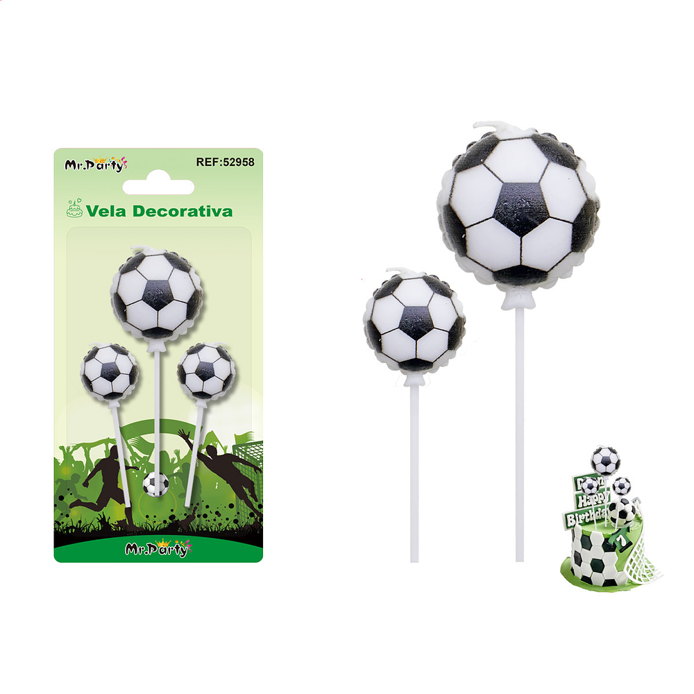 Vela de fútbol blanco y negro 3.5/5cm 3pcs
