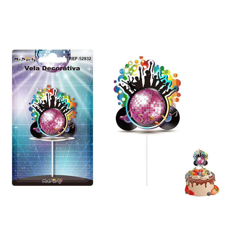 Vela decorativa diseño bola disco 5.5*6.5cm 1