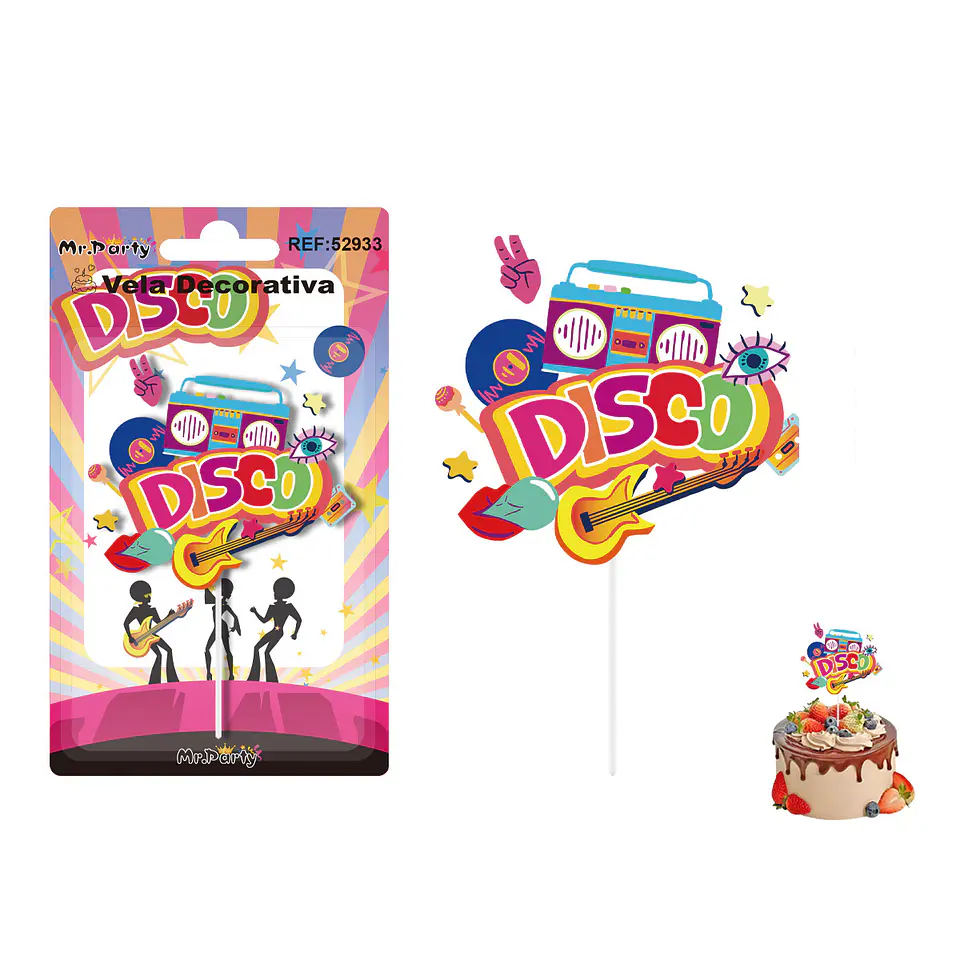 Vela decorativa diseño música disco 6*5.5cm 1
