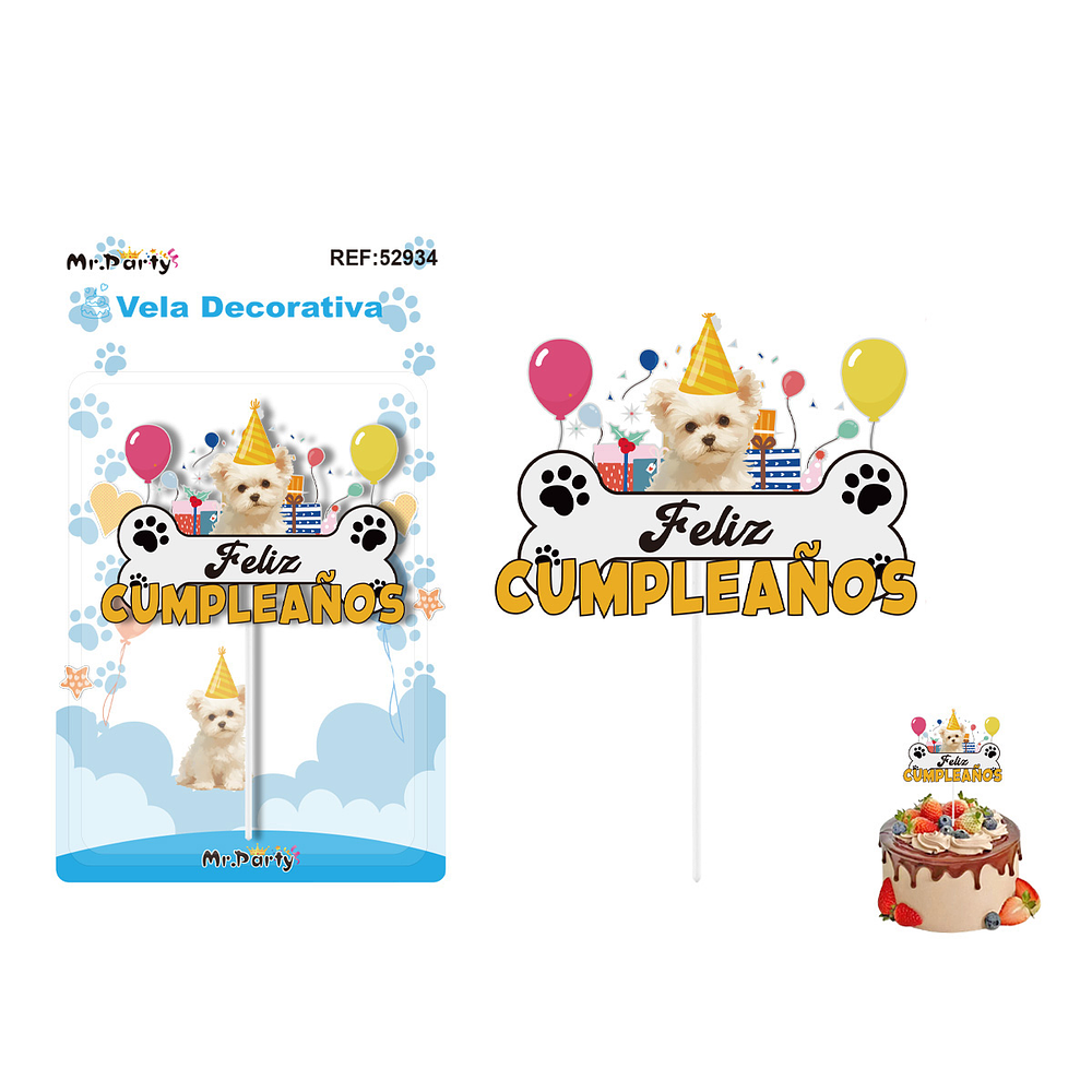 Vela decorativa diseño perrito disco 6*4.5cm