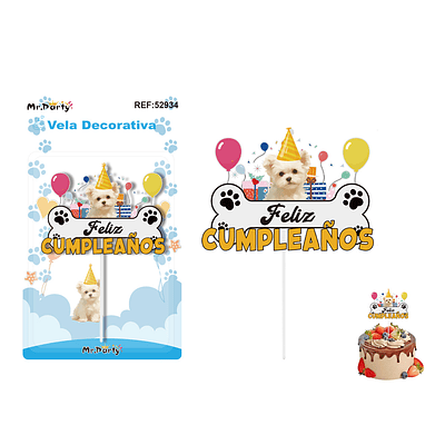 Vela decorativa diseño perrito disco 6*4.5cm