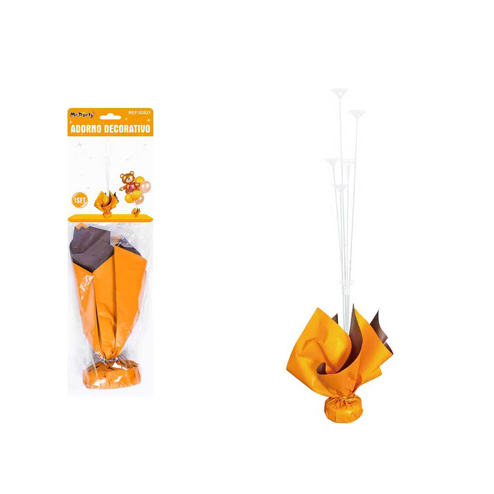Soporte para globos color naranja con varillas 70cm