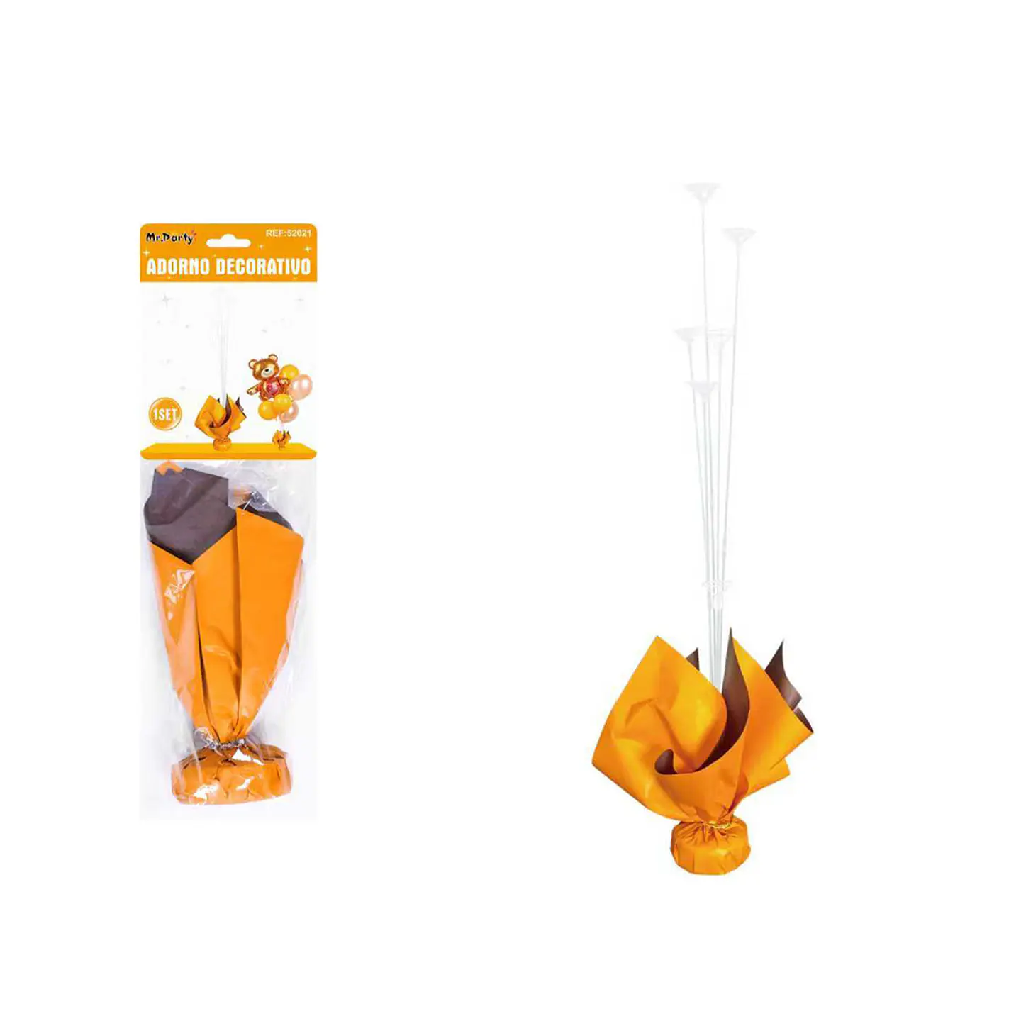 Soporte para globos color naranja con varillas 70cm 1
