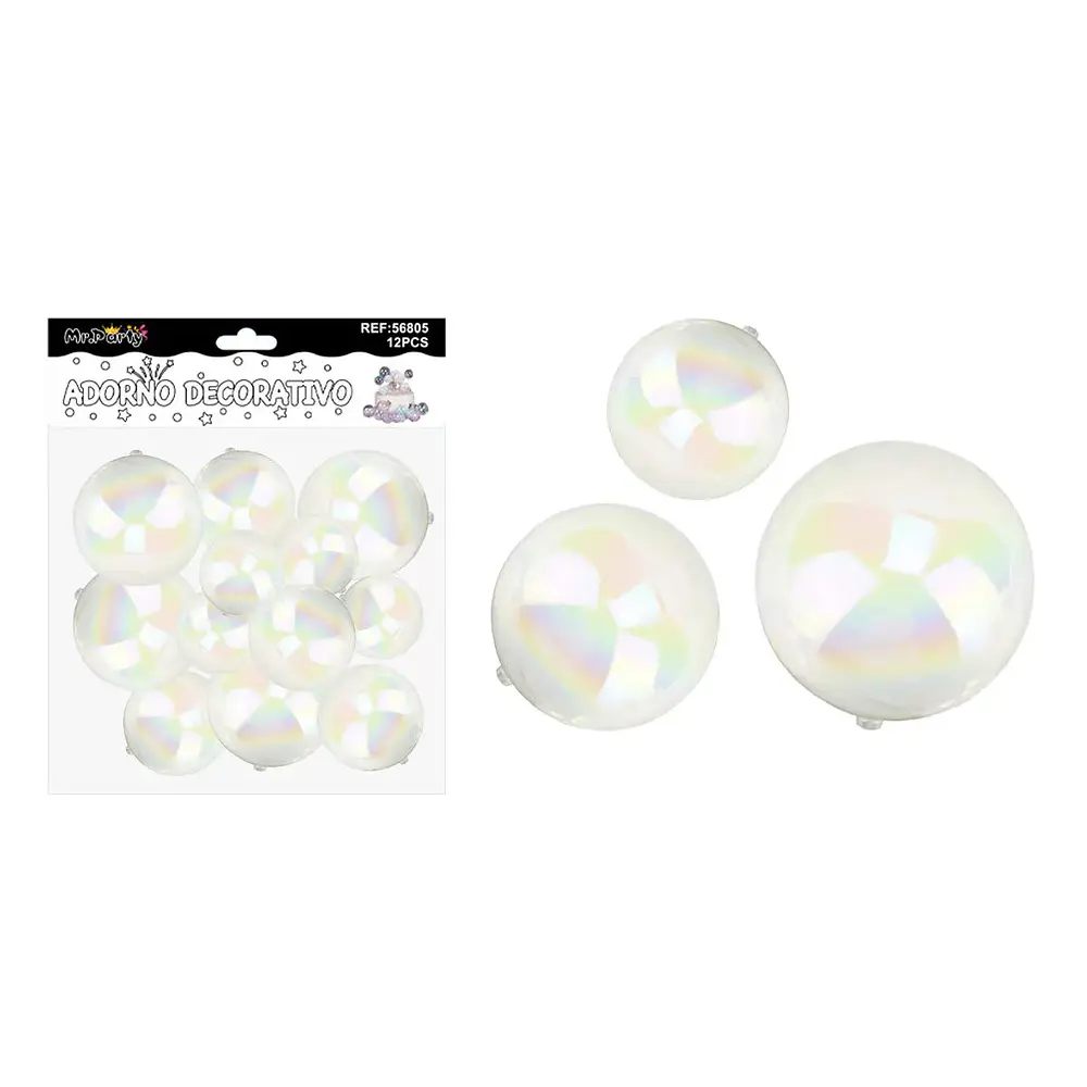 Esferas decorativas tornasol blancas 12pcs