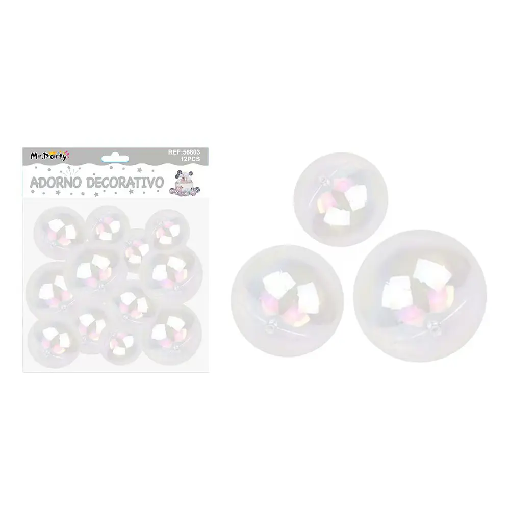 Esferas decorativas transparente iridiscente 12pcs