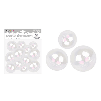 Esferas decorativas transparente iridiscente 12pcs