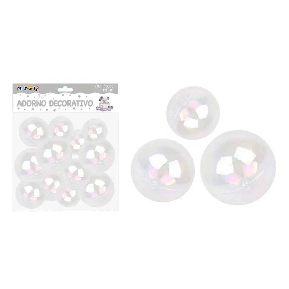 Esferas decorativas transparente iridiscente 12pcs 1