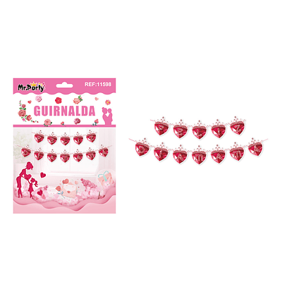 Guirnalda de corazón Feliz Día Mamá rojo 12pcs