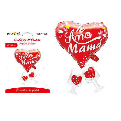 Globo metálico Te Amo Mamá rojo 47*68cm