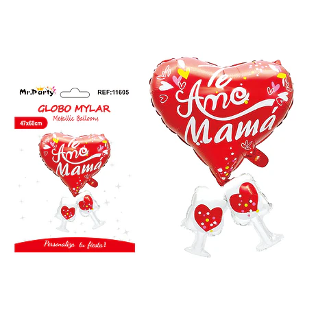 Globo metálico Te Amo Mamá rojo 47*68cm